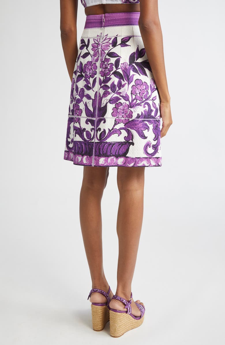 Dolce&Gabbana Majolica Print A-Line Skirt, Alternate, color, Ip3tn Mix Maiolica Viola