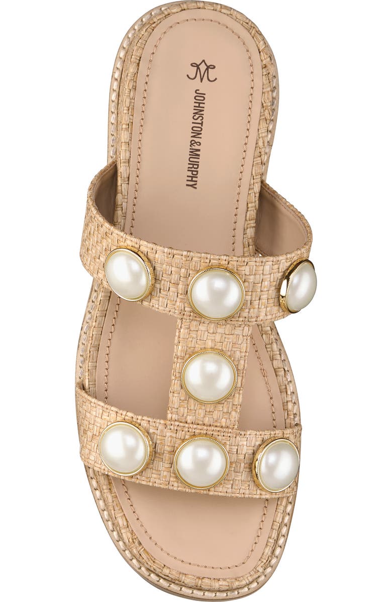 Johnston & Murphy Chandler Embellished Wedge Slide Sandal, Alternate, color, Natural Raffia