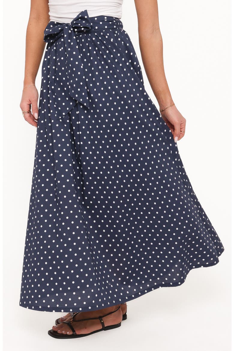 Paula Polka Dot Maxi Skirt, Alternate, color, NAVY