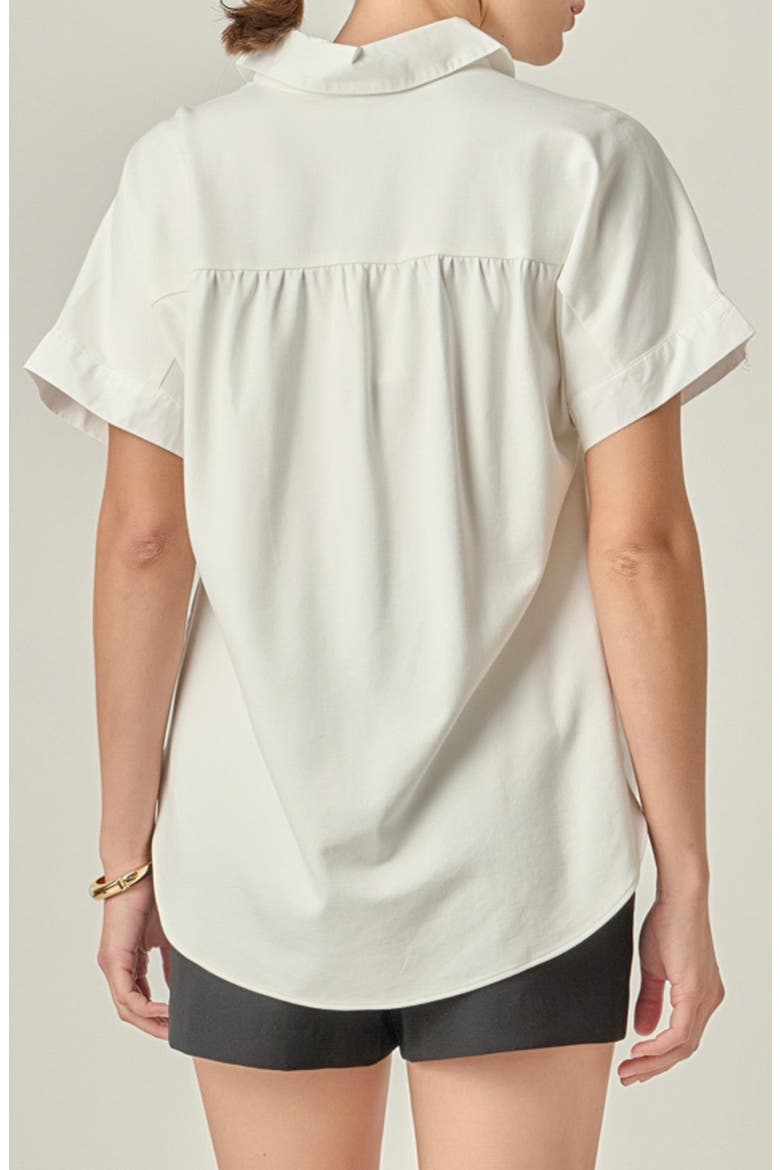 Mixed Media Button Front Top, Alternate, color, WHITE