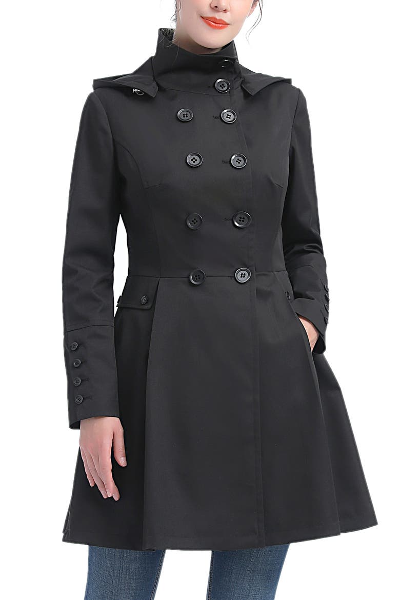 Women's Adele Hooded Trench Coat, Main, color, Black