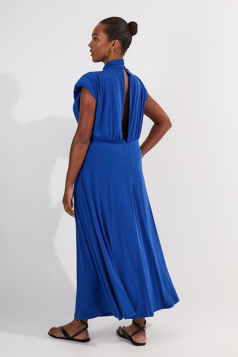Jersey Short Sleeve Maxi Dress, Alternate, color, Cobalt