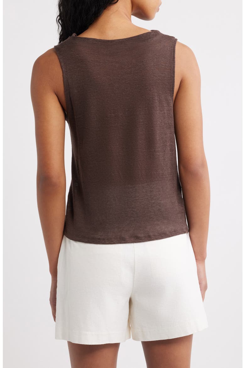 Cowl Neck Linen Tank, Alternate, color, BROWN