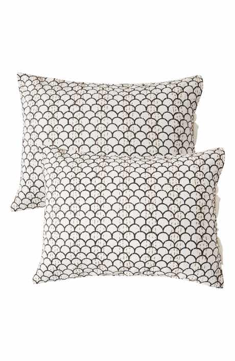 MELANGE HOME Scalloped Handstitched Kantha Set of 2 Cotton Shams