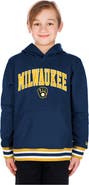 New Era Youth New Era Navy Milwaukee Brewers Knit Trim Pullover Hoodie