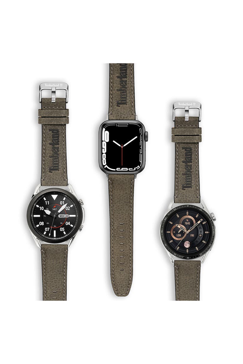 Barnesbrook Water Repellent Leather 22mm Smartwatch Watchband, Alternate, color, BLACK
