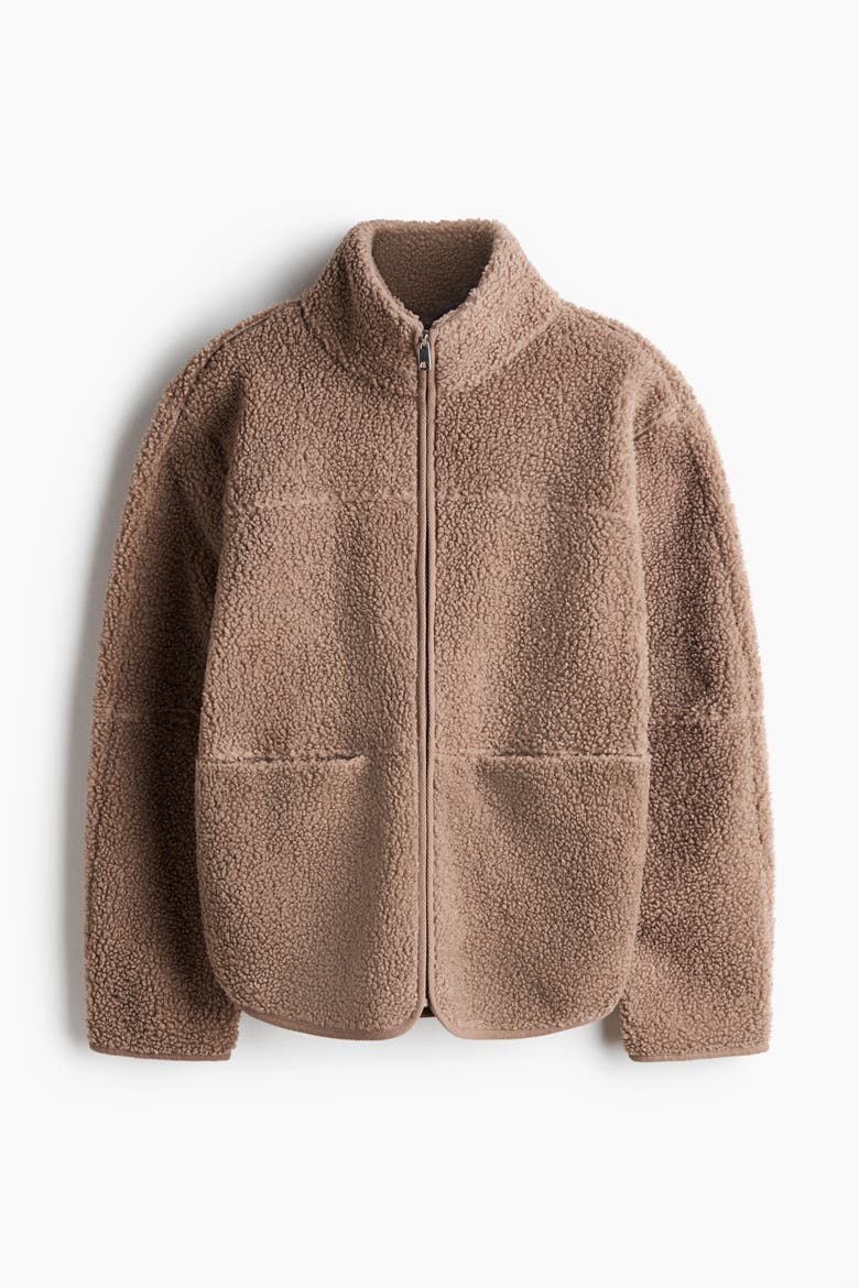 Teddy Fleece Jacket, Alternate, color, Dark beige