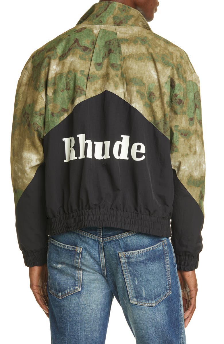 Rhude Camo Water Resistant Nylon Flight Jacket, Alternate, color, 