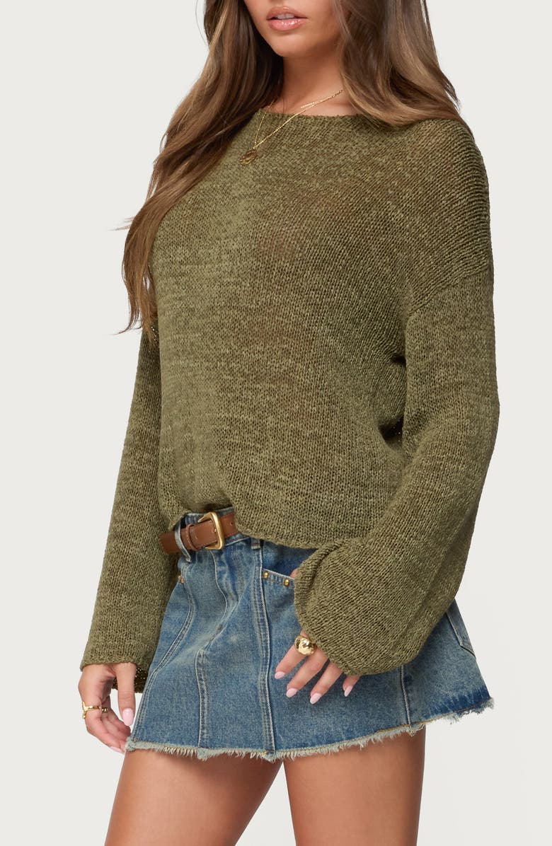 EDIKTED Drop Shoulder Sweater, Alternate, color, Olive