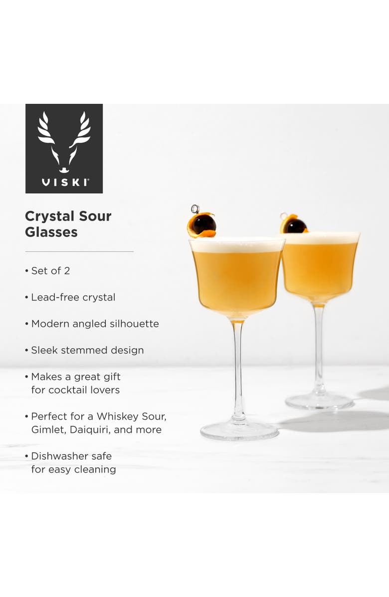Viski Raye Crystal Sour Glasses Set of 2, Alternate, color, Clear