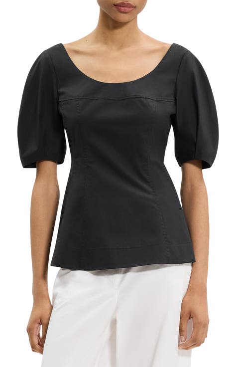 Puff Sleeve Scoop Neck Shirt