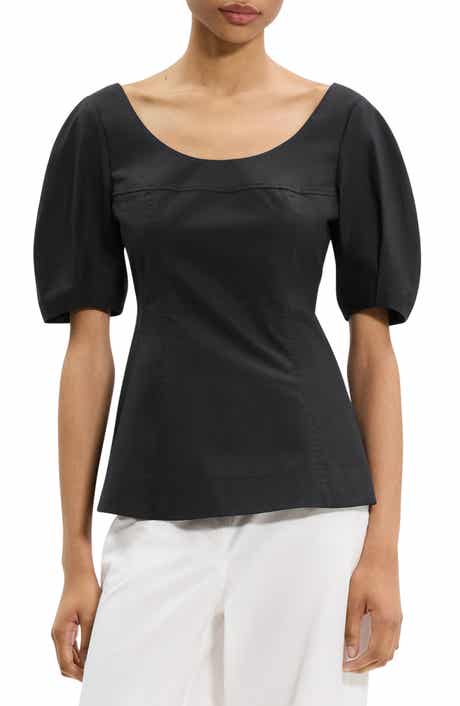 Theory Puff Sleeve Scoop Neck Shirt