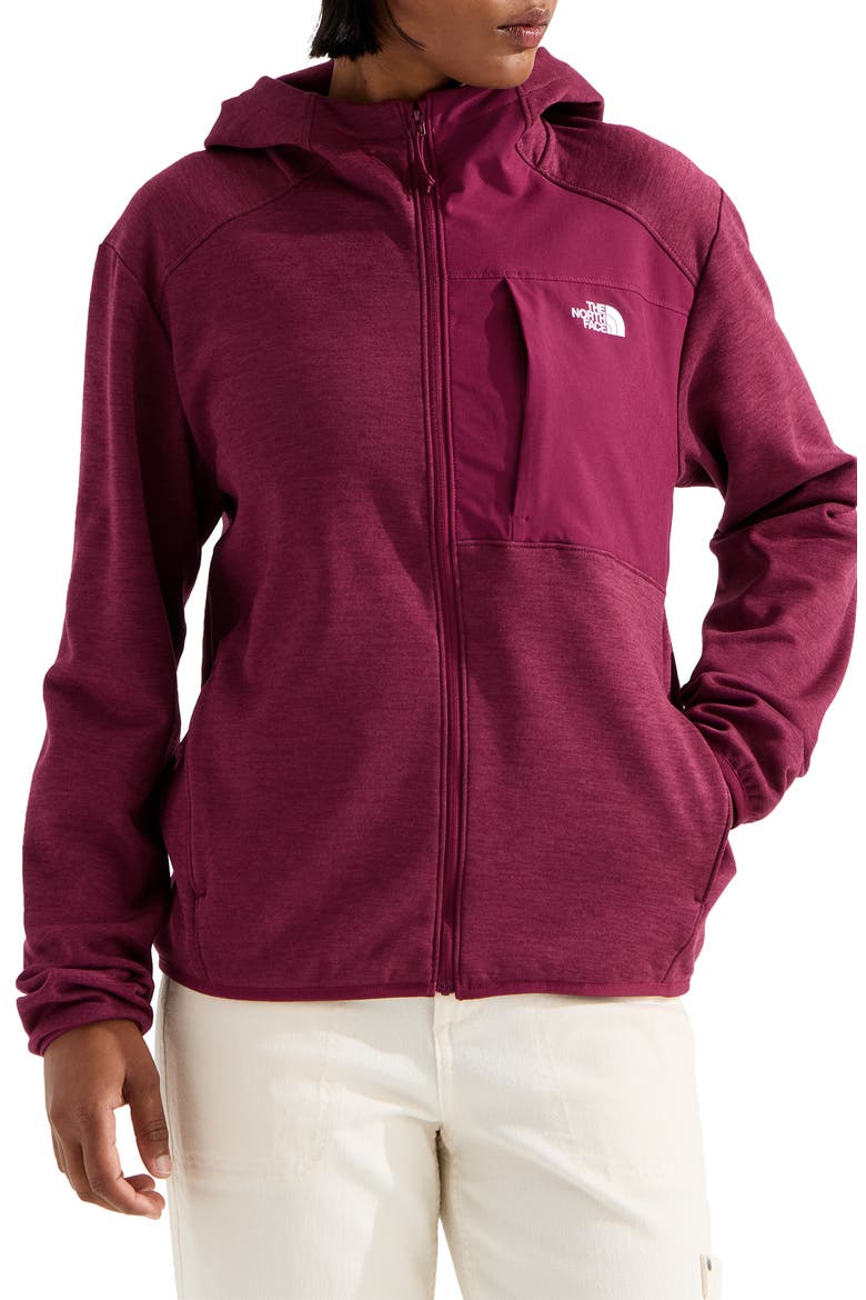 Performance Fleece Full Zip Hoodie Jacket, Main, color, BURGUNDY CRUSH LIGHT HEATHER