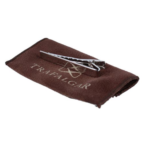 Trafalgar Engine Turned Sterling Silver Micro-lined Tie Bar In Metallic