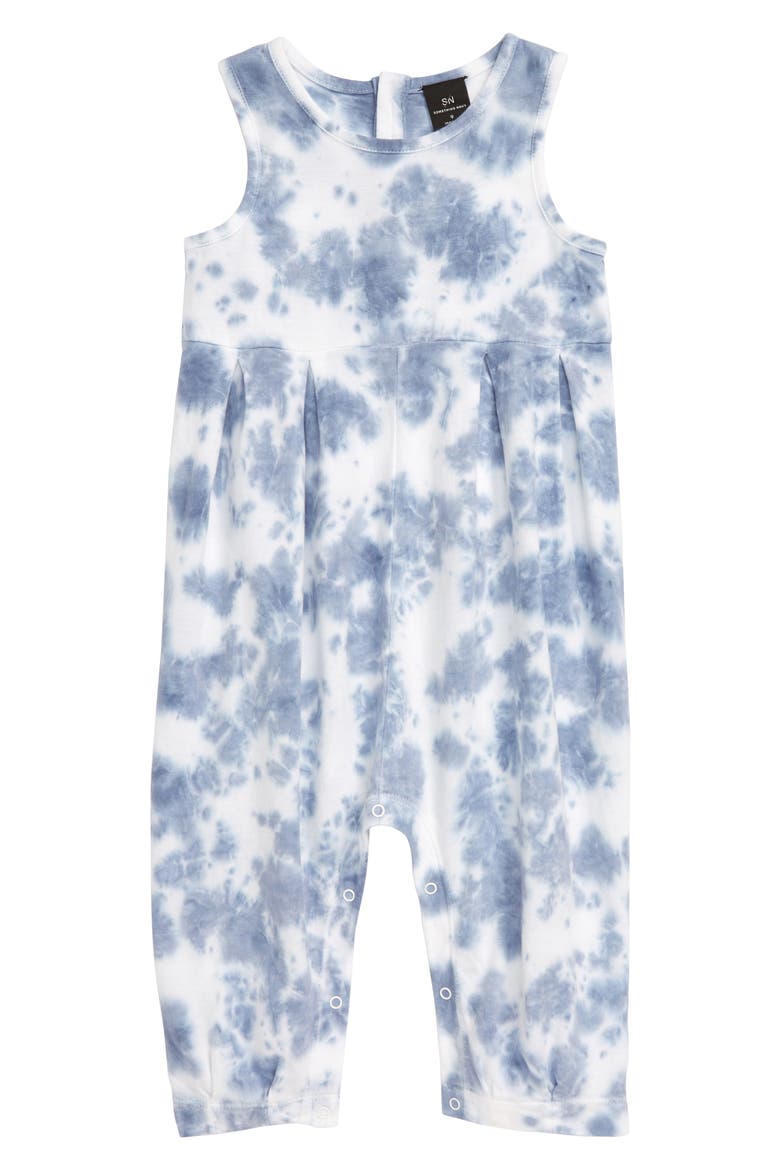 Tie Dye Romper (Nordstrom Exclusive), Main, color, WHITE- BLUE TIE DYE