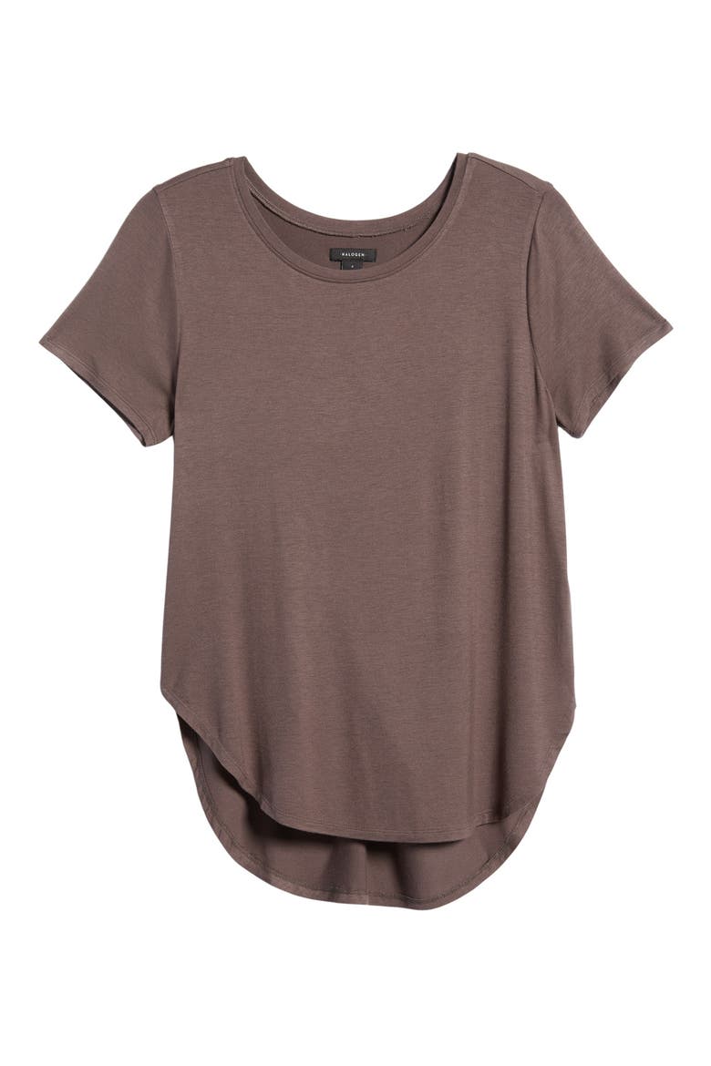 Shirttail Hem T-Shirt, Alternate, color, BROWN ASH