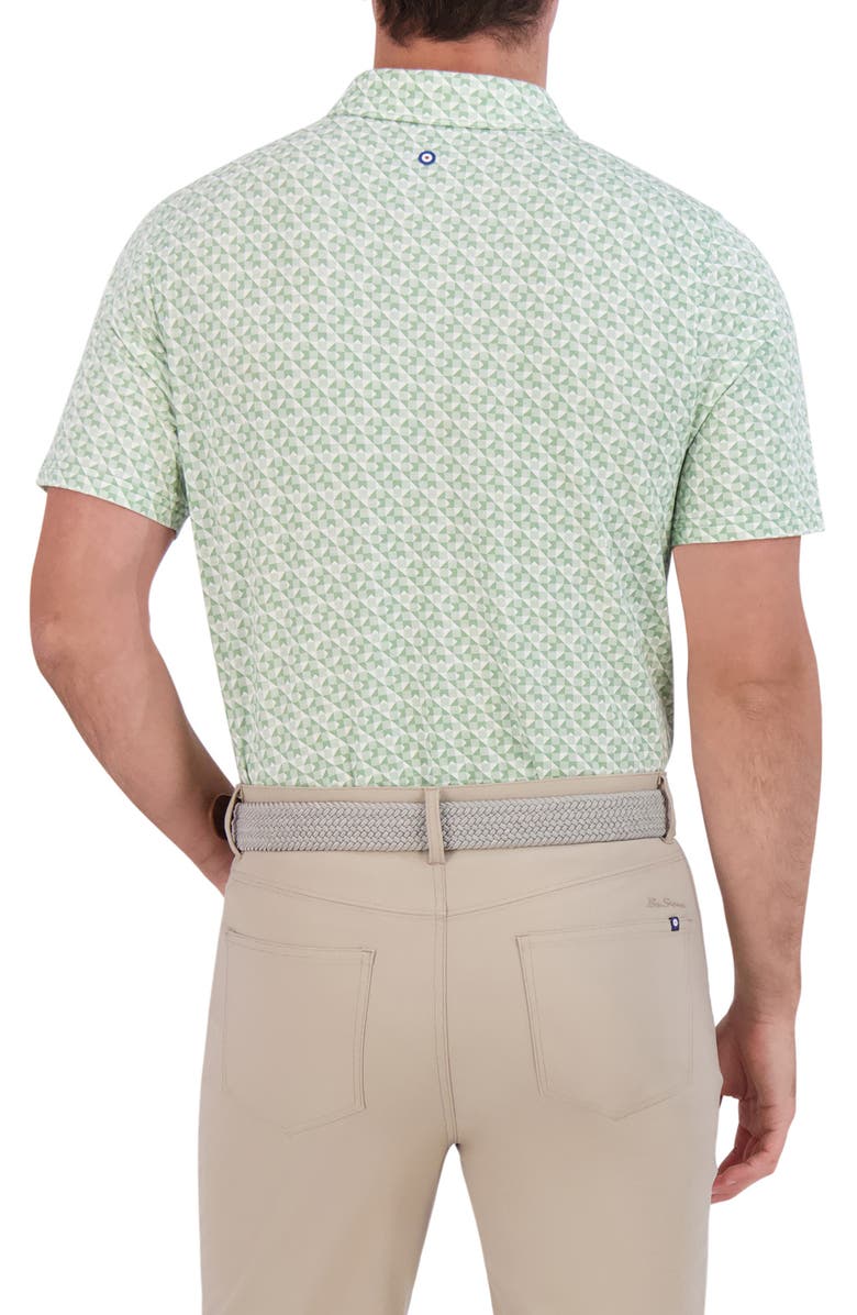 Ben Sherman Optic Geometric Tech Terry Golf Polo, Alternate, color, Sage
