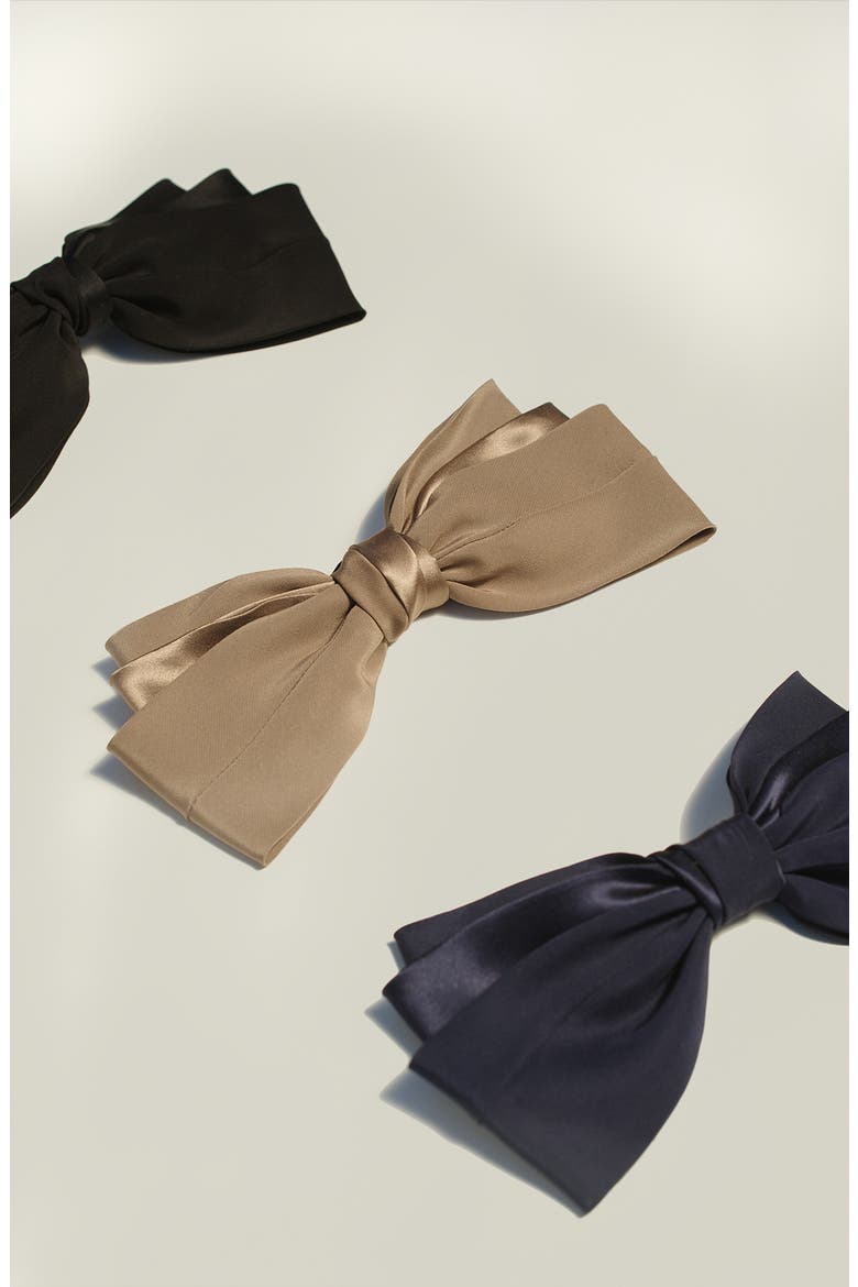 Classic Silk Bow Barrette, Alternate, color, TAUPE