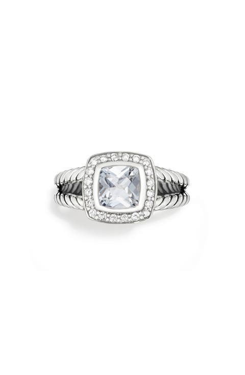 Petite Albion® Diamond Halo Cushion Ring