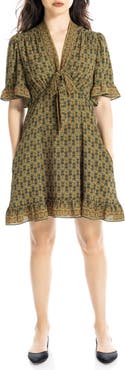 MAX STUDIO Bow Neck Short Sleeve Fit & Flare Dress