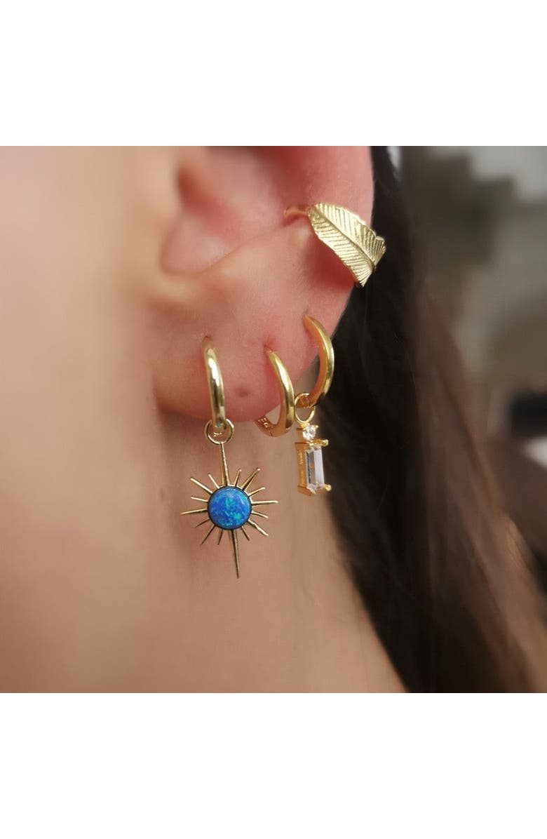 Spero London Blue Opal Northernstar Drop Hoop Earring Sterling Silver, Alternate, color, Gold