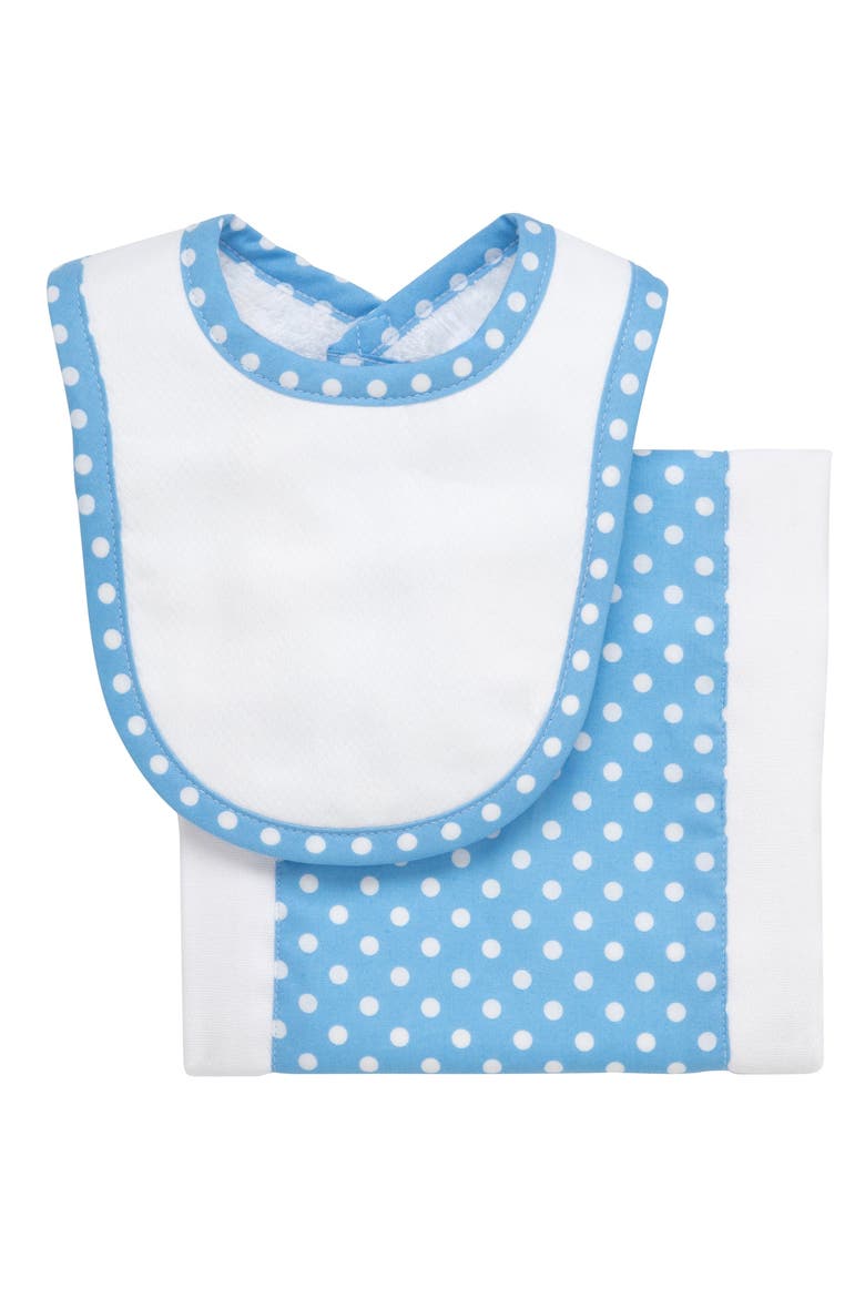 Dot Drooler Bib & Burp Set, Main, color, Blue Alligator Dot