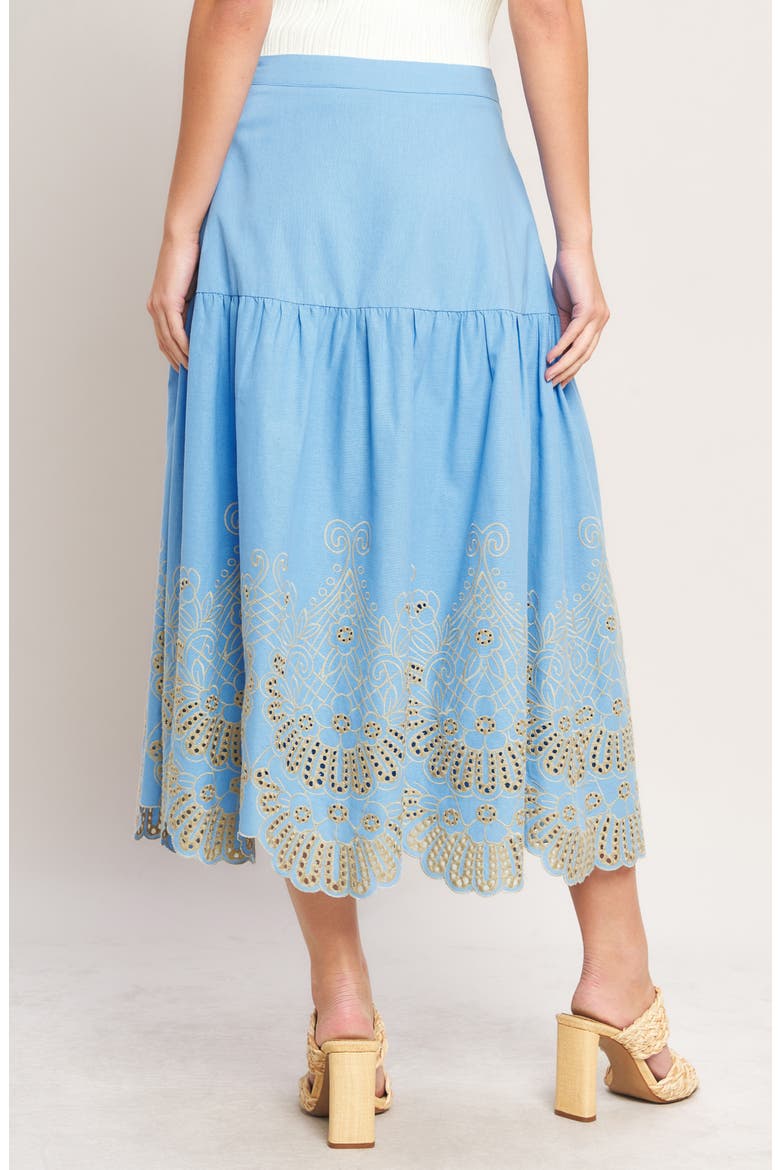 Eyelet Cotton Midi Skirt, Alternate, color, SKY BLUE