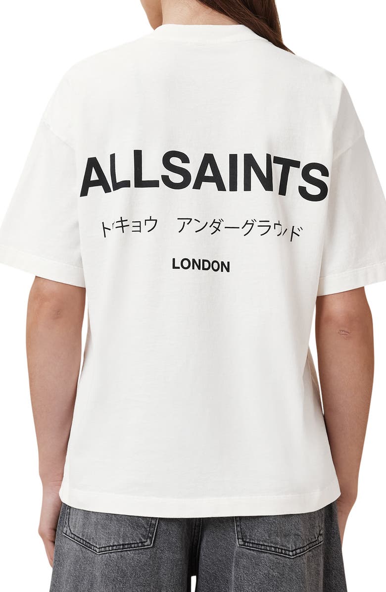 AllSaints Underground Etta Cotton Graphic T-Shirt, Alternate, color, Ashen White