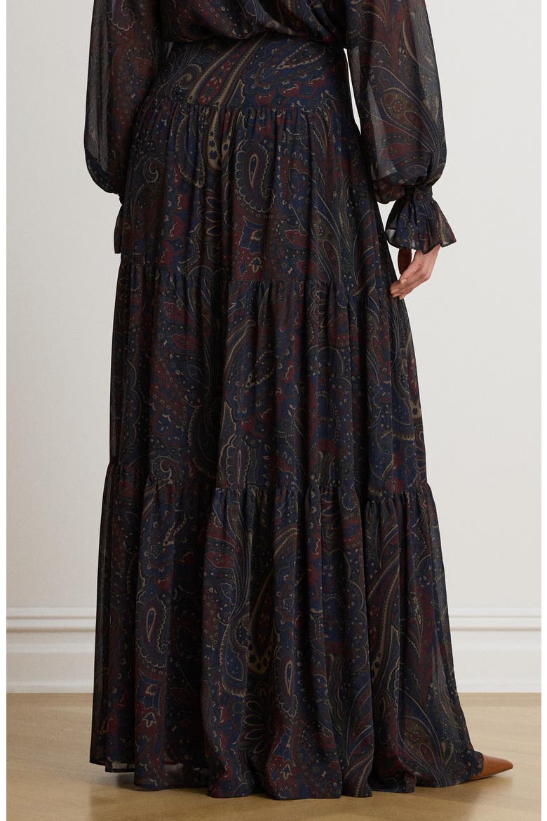 Paisley Crinkle Georgette Maxi Skirt, Alternate, color, NAVY BLUE/ MULTI