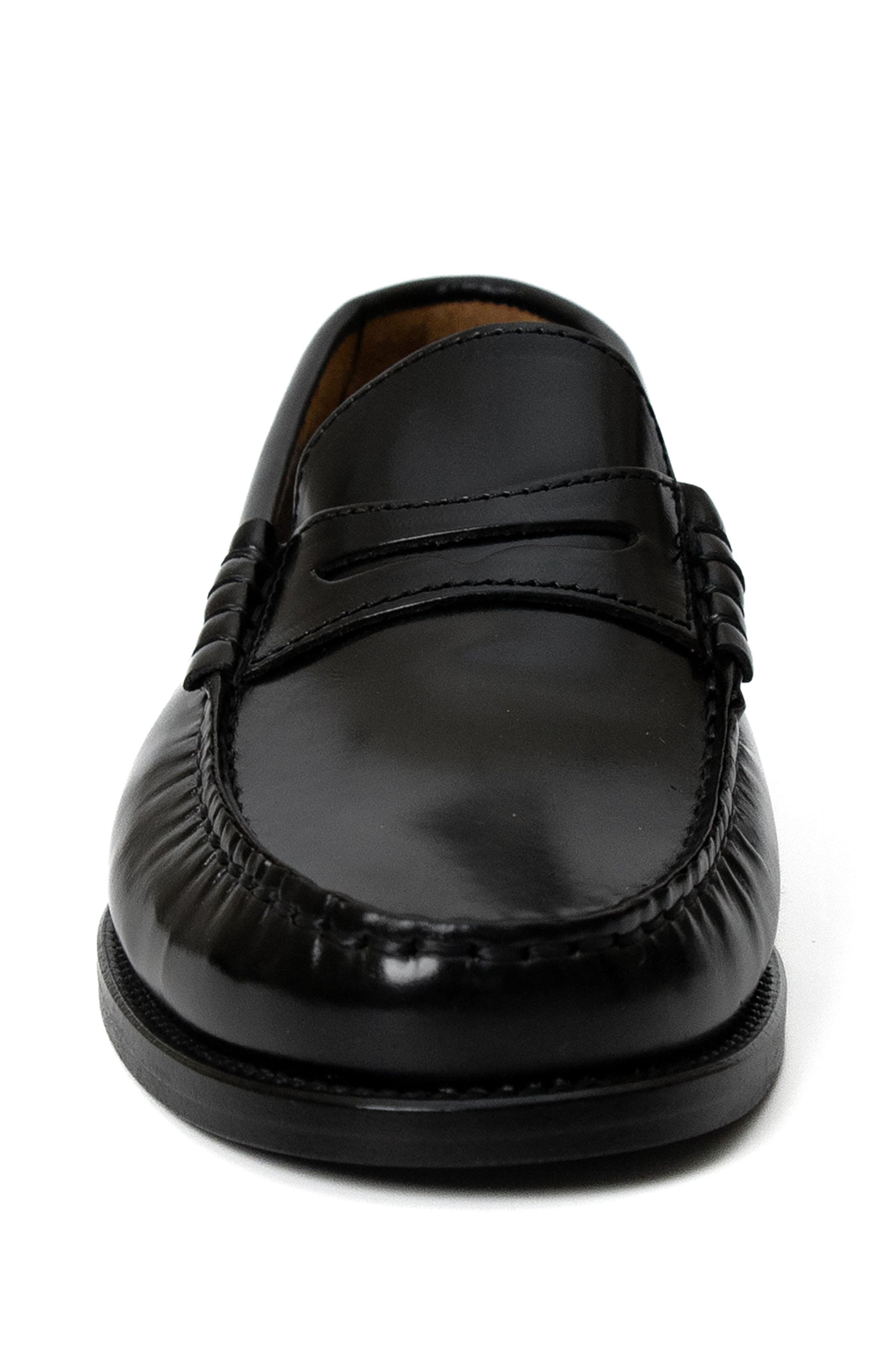 Menina Step Mila Leather Penny Loafer, Alternate, color, Black