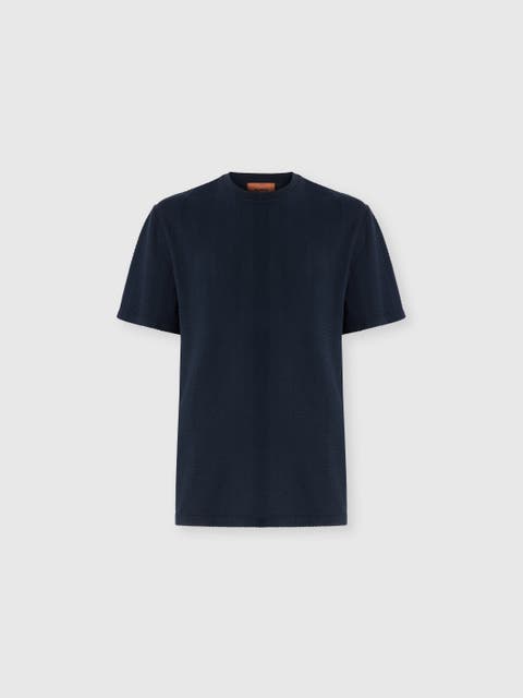 Tone-on-tone Chevron Cotton And Viscose Crewneck T-shirt