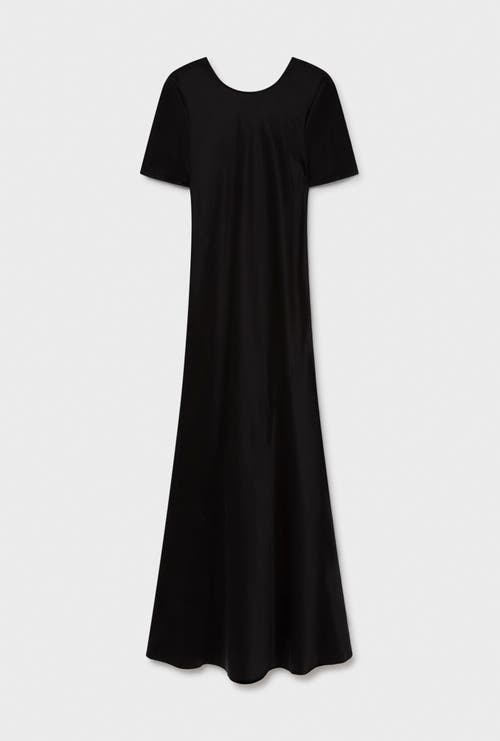 Silk Laundry Short Sleeve Bias Dress Black In Black