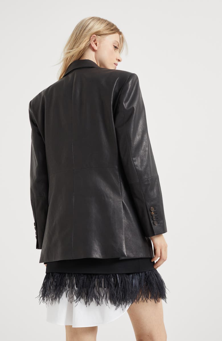 Brunello Cucinelli Natural leather blazer with monili, Alternate, color, 