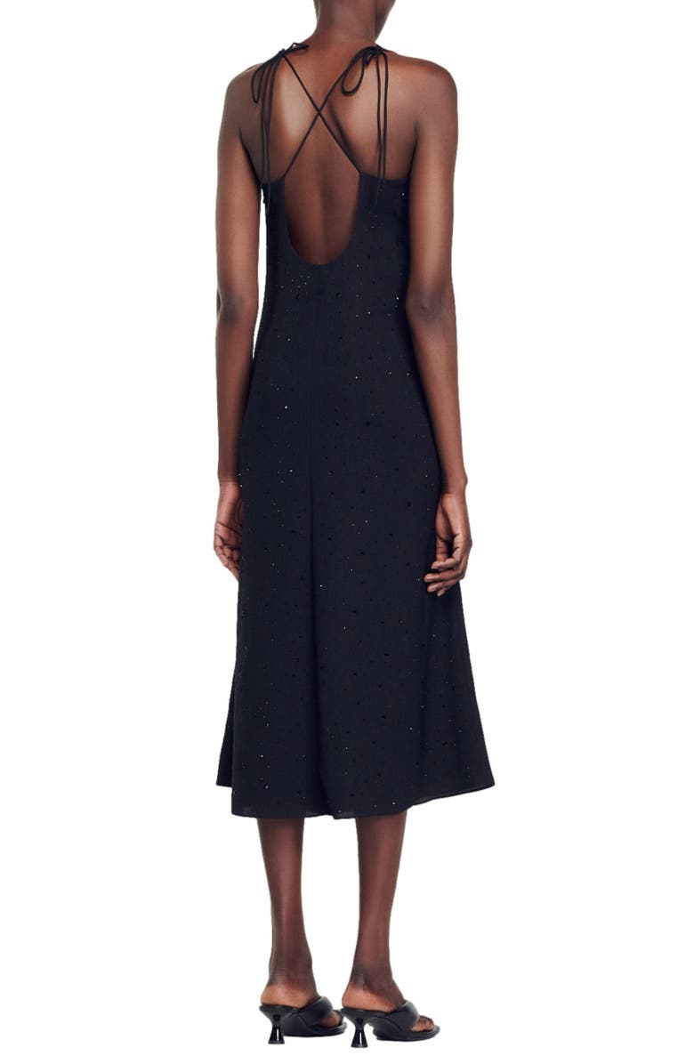 SANDRO Praline Ruched Rhinestone Dress, Alternate, color, 