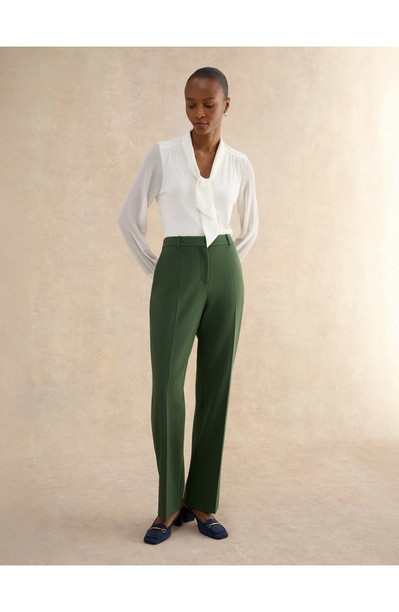 HOBBS LONDON Bess High Waisted Straight Leg Trousers, Alternate, color, Khaki
