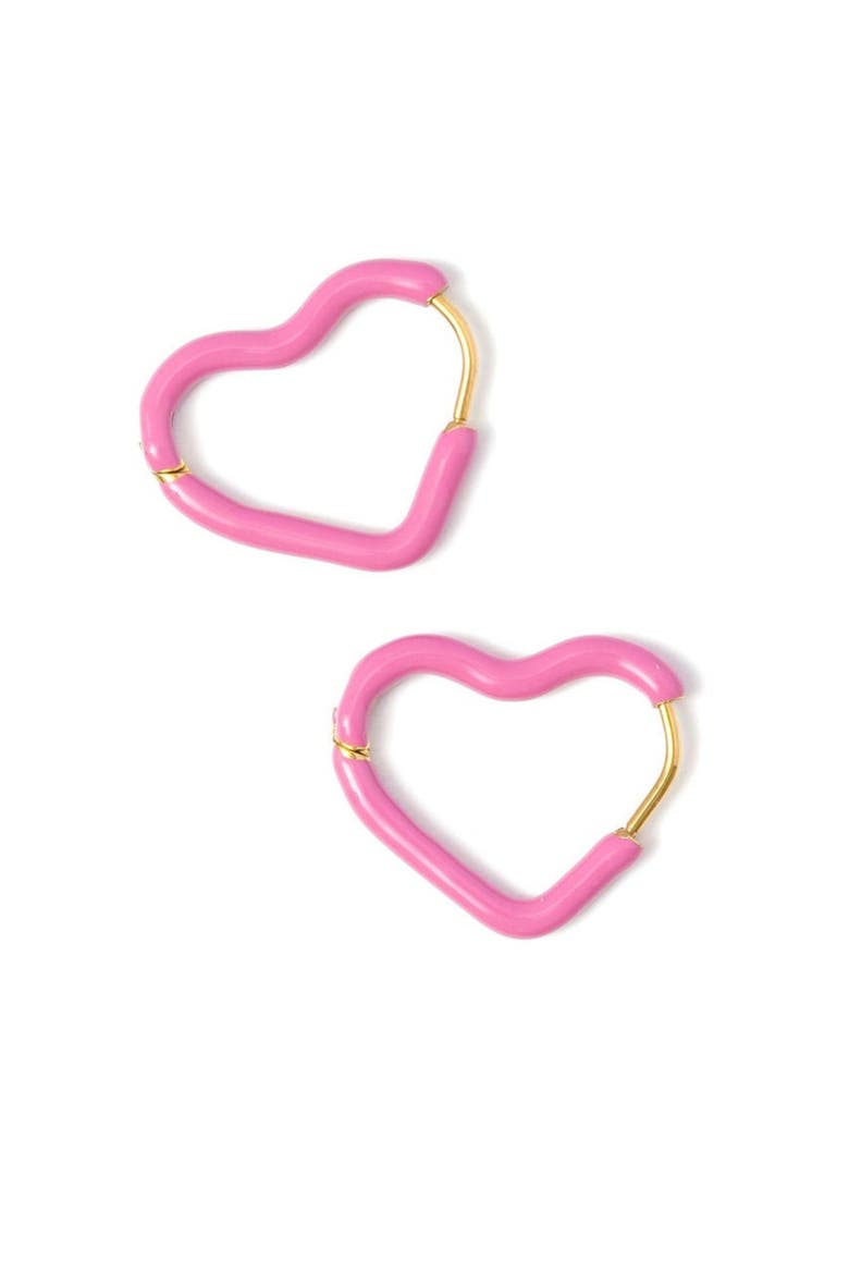 Enamel Heart Hoop, Main, color, Pink
