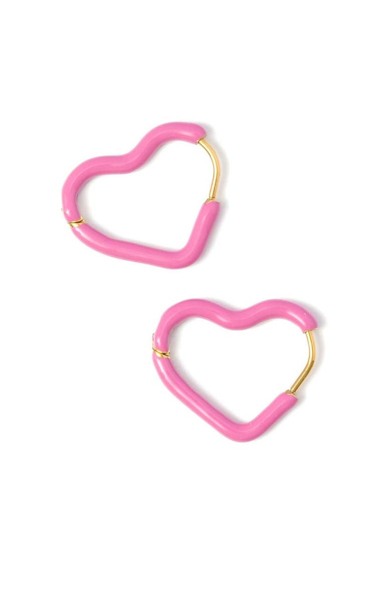 Pip Pop Enamel Heart Hoop, Main, color, Pink
