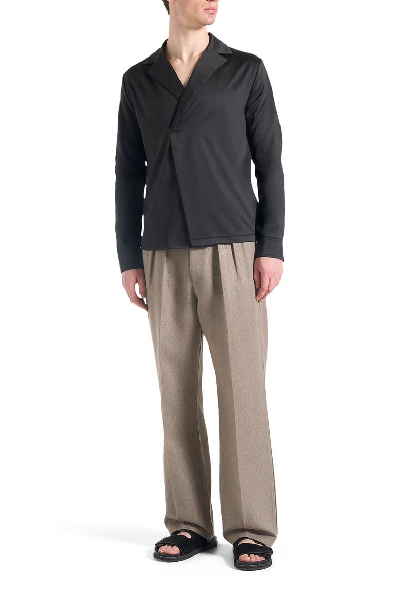 Alban Satin Double Breasted Shirt, Alternate, color, Black