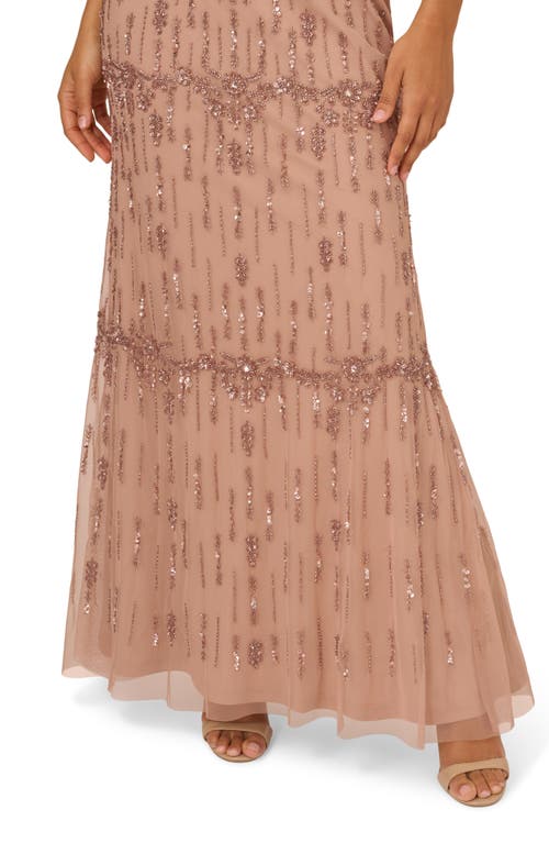 ADRIANNA PAPELL ADRIANNA PAPELL BEADED MESH MERMAID GOWN