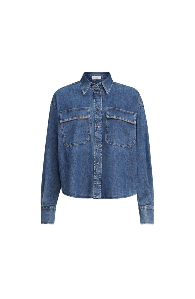 Brunello Cucinelli Lightweight denim shirt, Alternate, color, Denim