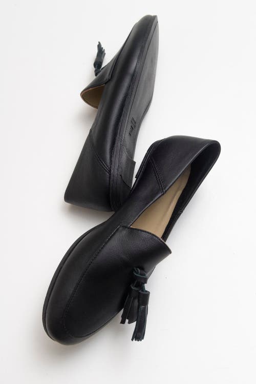 Forever & Always Shoes Mona Soft Leather Tassel Loafer In Black Leather