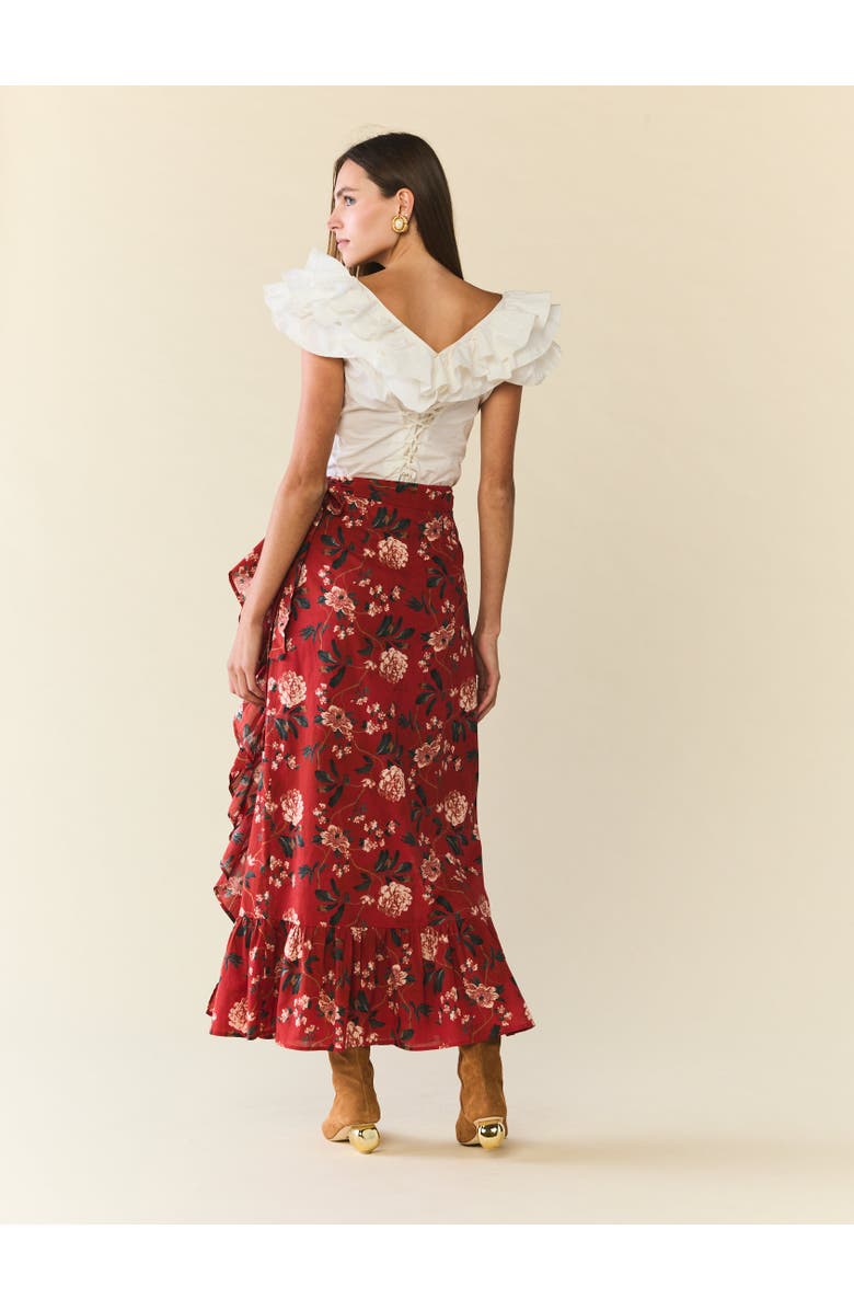 Eddy Wrap Skirt, Alternate, color, Red Soft Floral