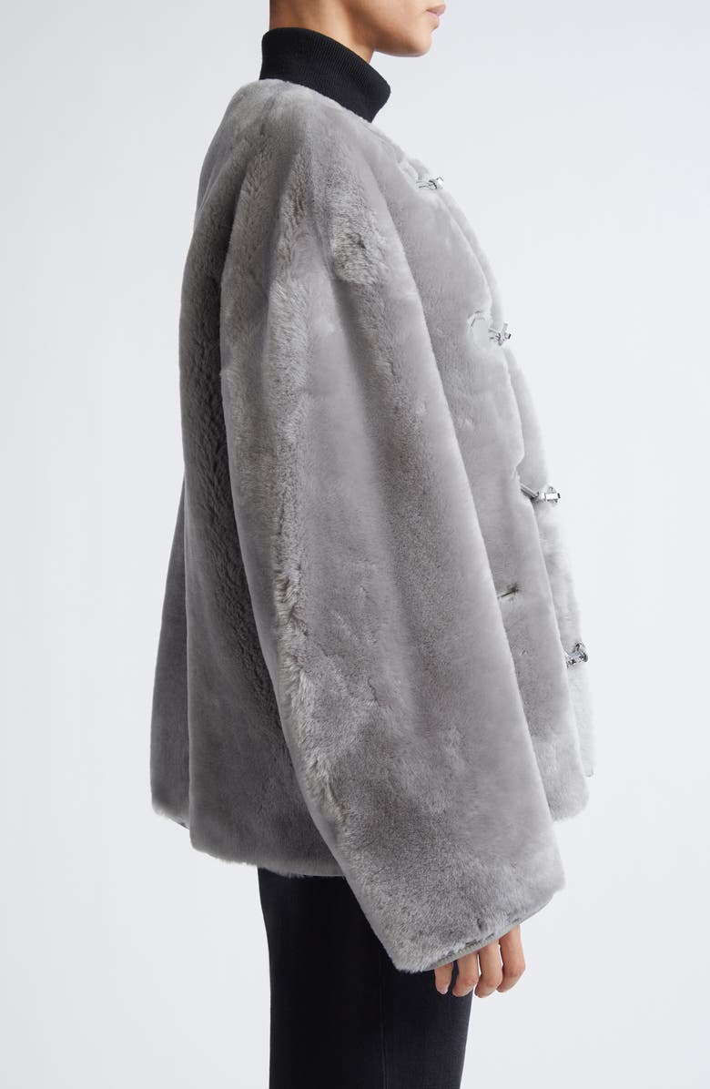 TOTEME Teddy Genuine Shearling Clasp Jacket, Alternate, color, Grey