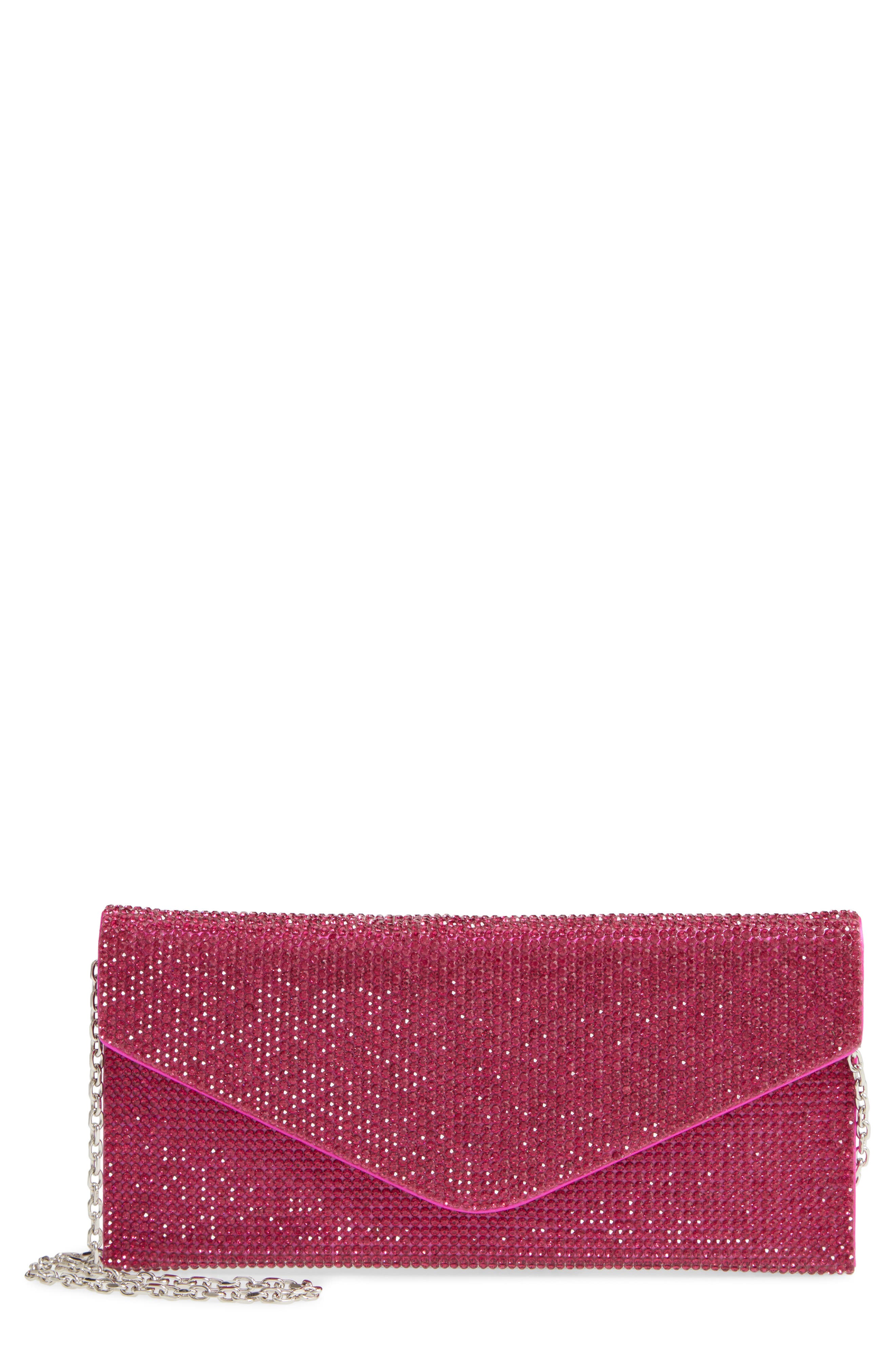 Beaded Envelope Clutch, Main, color, FUSCHIA