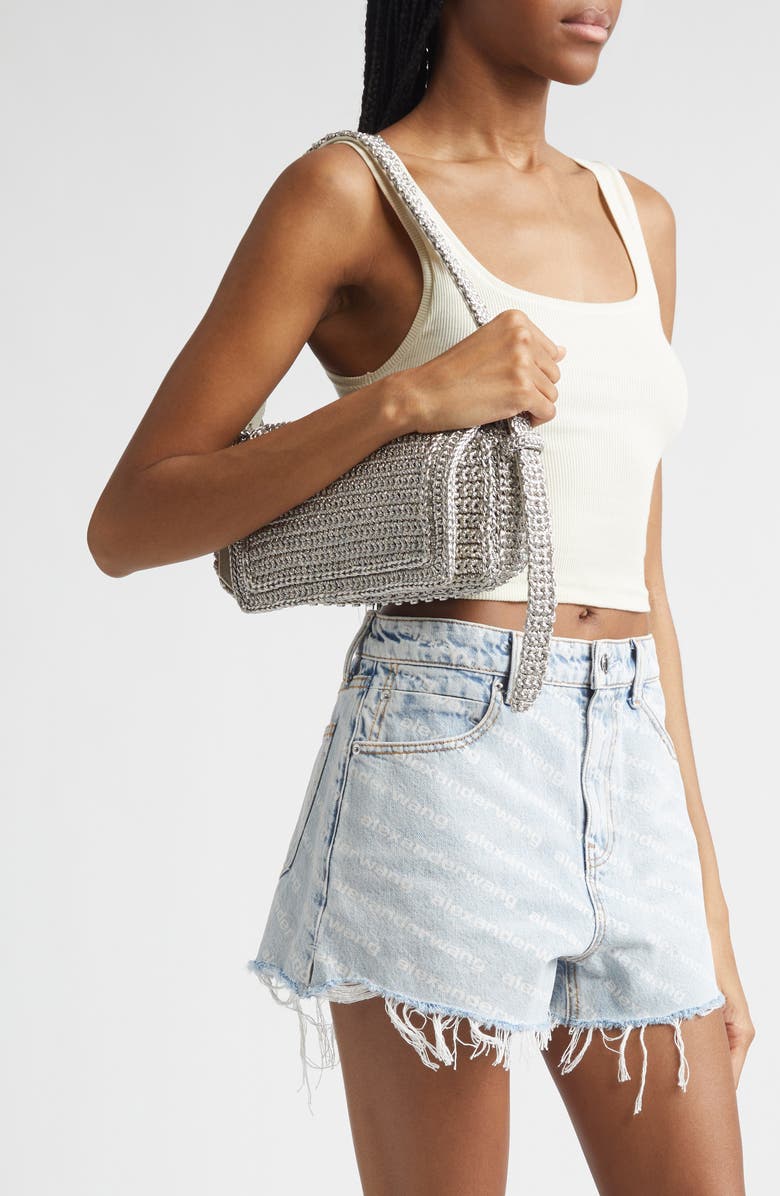 Alexander Wang Ricco Cozy Slim Woven Shoulder Bag, Alternate, color, Metallic Gunmetal