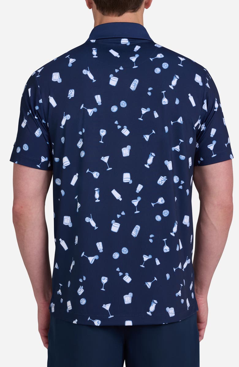 Bad Birdie Cheers Cocktail Print Performance Golf Polo, Alternate, color, Cheers - Dark Navy