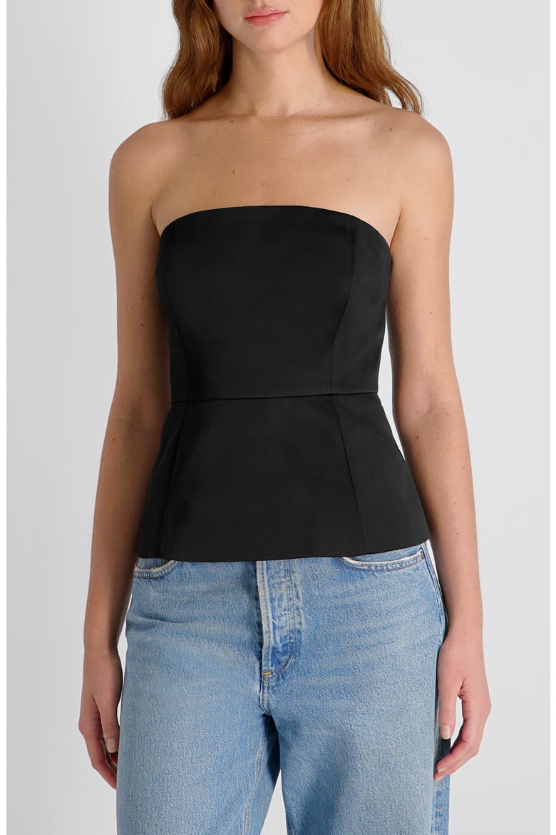 York Strapless Peplum Top, Main, color, BLACK