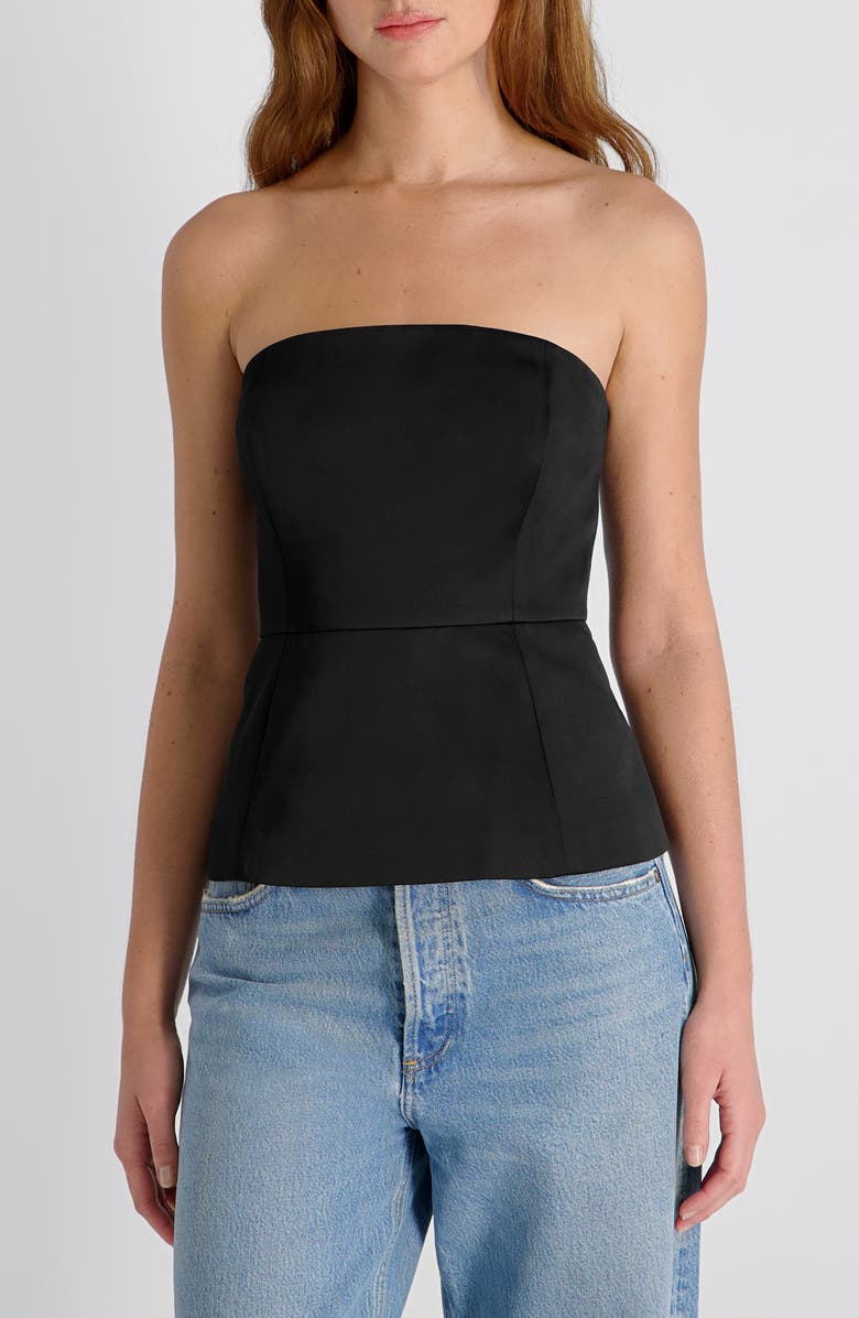 French Connection York Strapless Peplum Top, Main, color, Black
