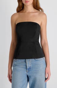 French Connection York Strapless Peplum Top