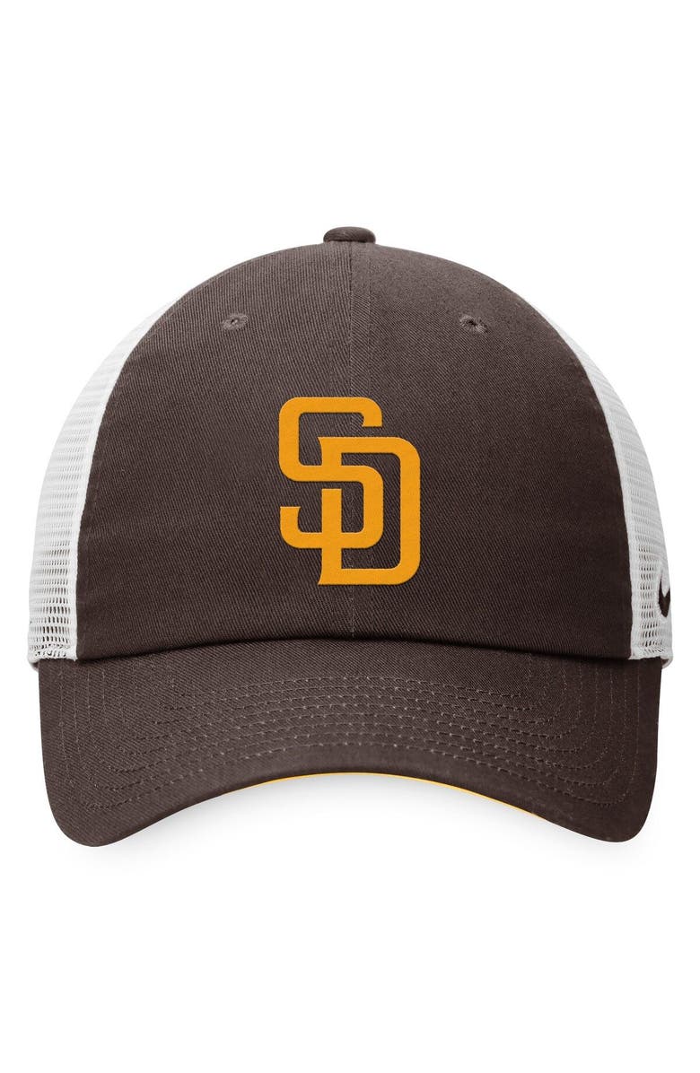 Nike Men's Nike Brown/White San Diego Padres Heritage86 Lightweight Unstructured Adjustable Trucker Hat, Alternate, color, 